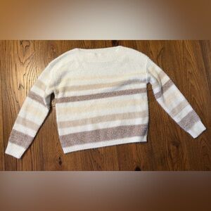 Takara Dillards Women's Sweater in Cream and Brown Stripes